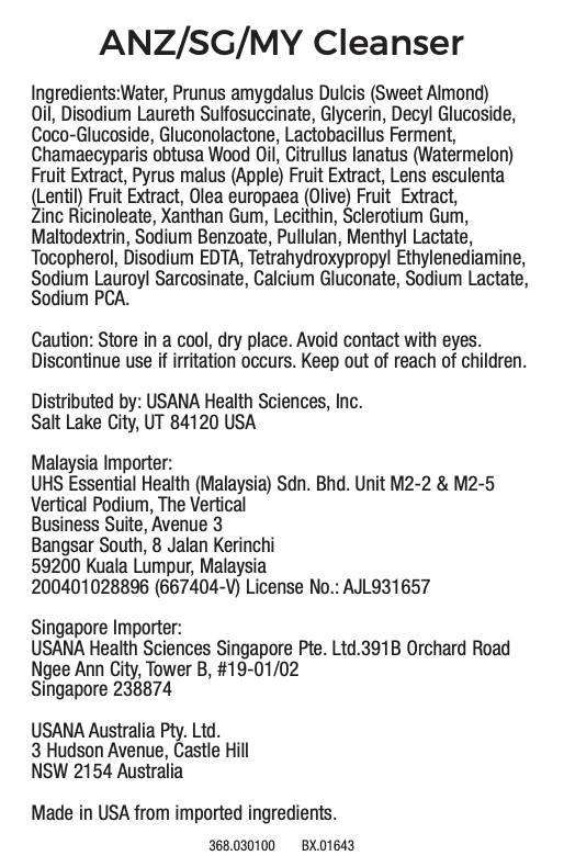 celavive postbiotic calming cleanser singapore usana